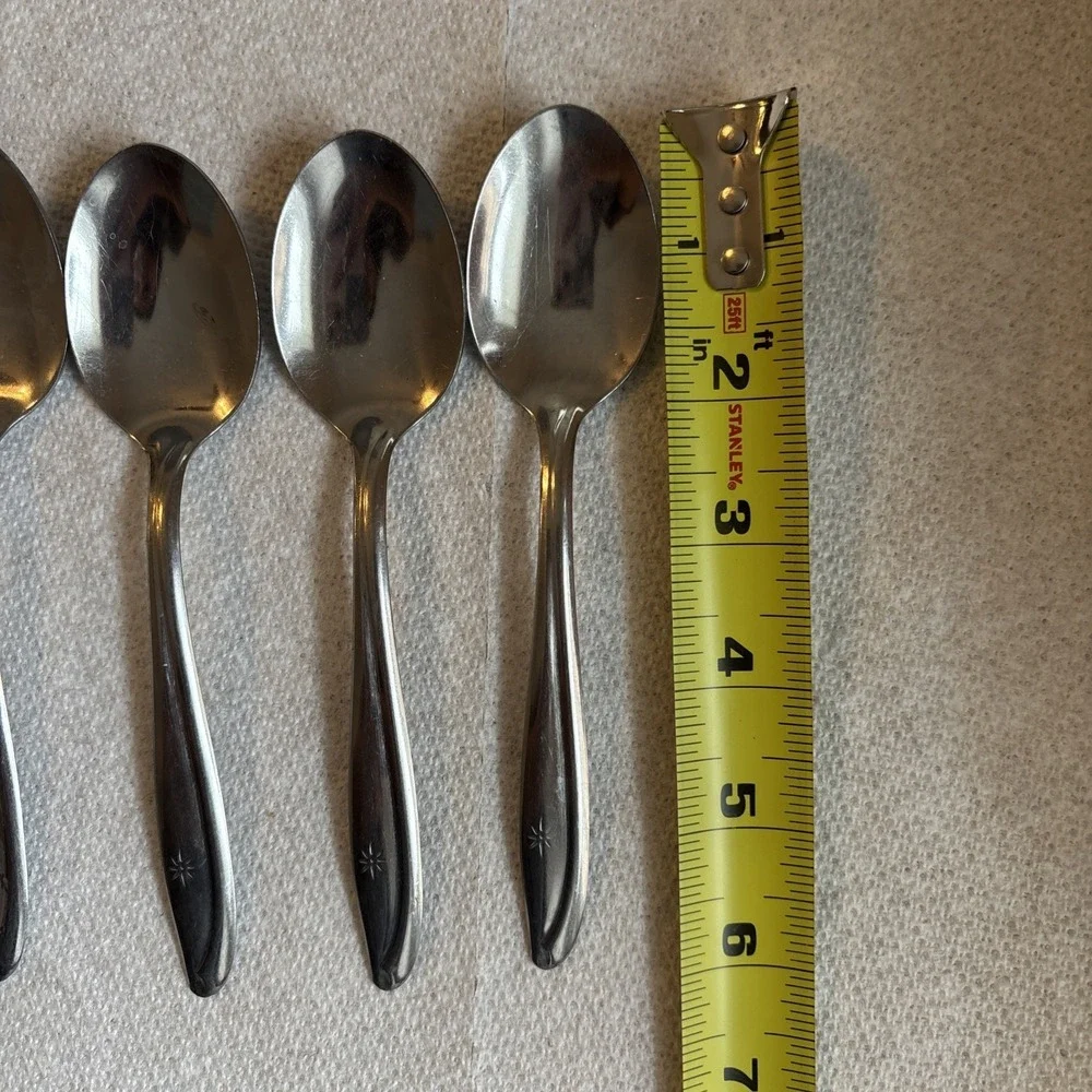 Oneida Twin Star, *Atomic Starburst * Community Stainless Flatware 6 Teaspoons